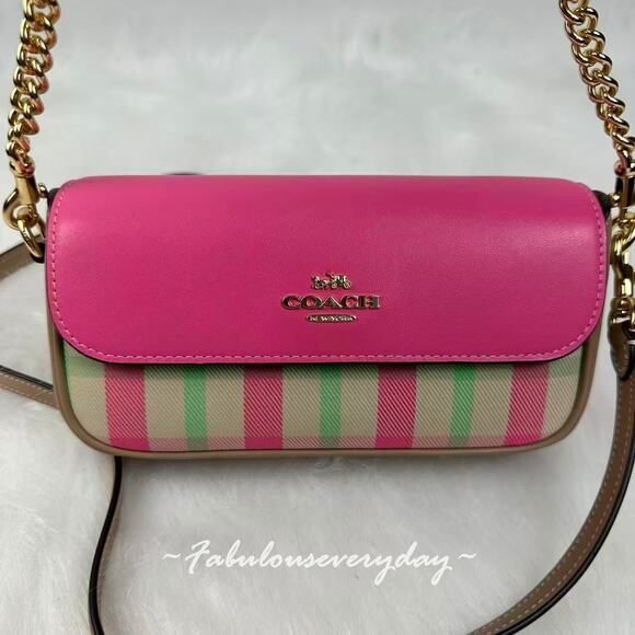Coach Hailey Flap Shoulder Crossbody Bag With Plaid Print In Pink CBI56 NWT - Picture 3 of 10